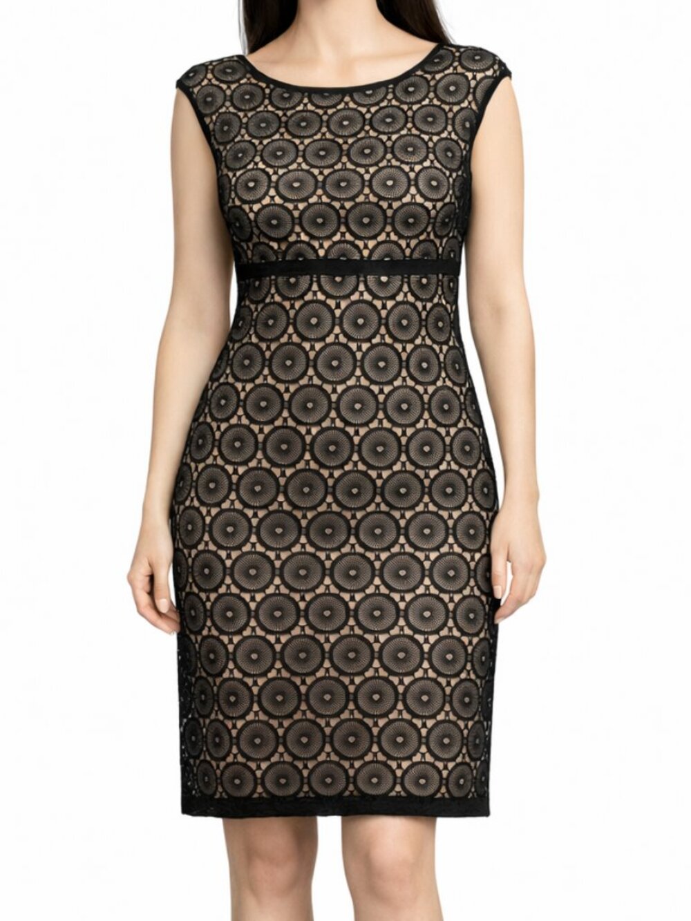Laundry by Shelli Segal Black Nude Lace Sheath Dress 6 NWT Vamp Romantic